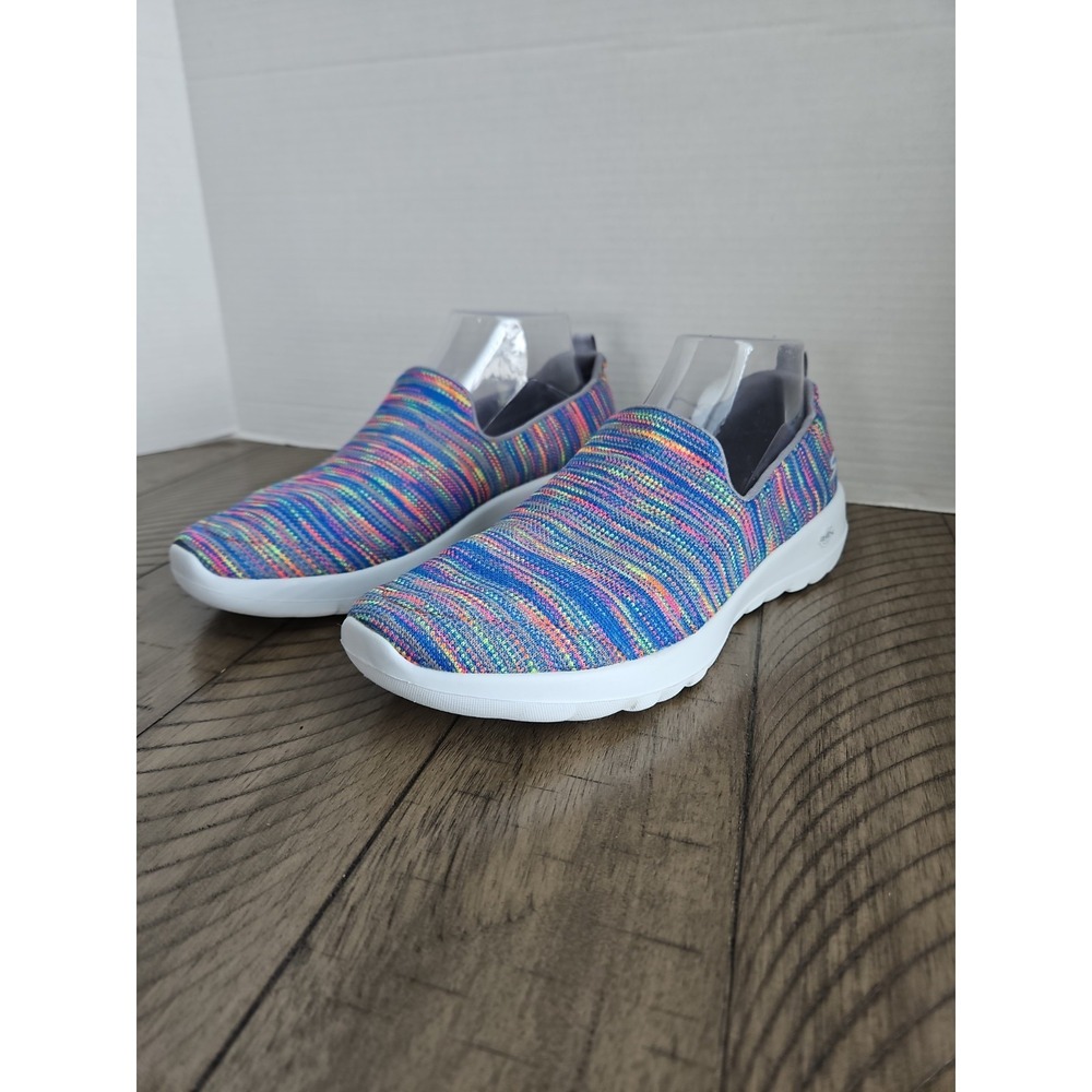 Skechers Slip On Shoes 9 Go Walk Max Multi Goga Joy Comfort Textile Woven Blue